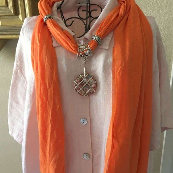 Yoga Orange Dichroic Glass Charm Scarf - Picture 2 of 3